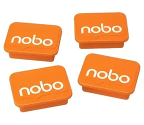 NOBO Magnete, orange, 4 Stück / Für Magnettafeln / 18 x 22 mm