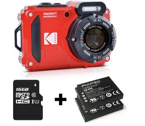 Kodak WPZ2 rotes Sonderpaket / Kamera / 2,7"-LCD / 16 MPix BSI CMOS / 4X optischer Zoom / SD