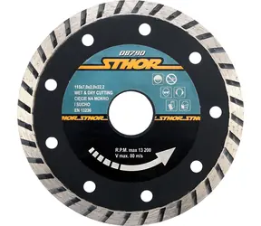 STHOR Diamanttrennscheibe Turbo 115 mm / Trennscheibe / 115 x 7,0 x 2,0 x 22,2 mm / für Trocken- und Nassschnitt