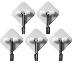Vorel Selbstklebende Wandhaken diagonal, 5 Stück / Haken / Metall / Tragkraft 0,4 kg