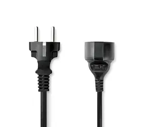Nedis Verlängerungskabel Typ F Schwarz (CEGB10200BK50) / Verlängerungskabel / 5 m / vernickelt / rund