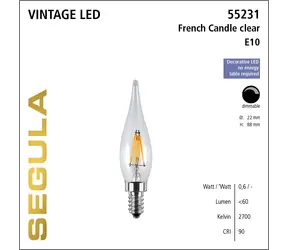 SEGULA LED-Kerzenlampe 1,5 W (5 W) klar / Glühbirne / E10 / 60 lm / 2700 K / dimmbar