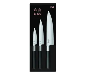 KAI Wasabi Black 67S-300 / Messerset / 3-teilig / Edelstahl 6A/1K6 / 58 HRC