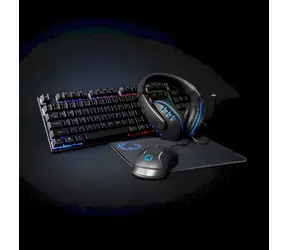 Nedis 5-in-1 Gaming-Set Schwarz / Tastatur, Maus, Kopfhörer und Mauspad / RGB-Hintergrundbeleuchtung / USB / US-Layout