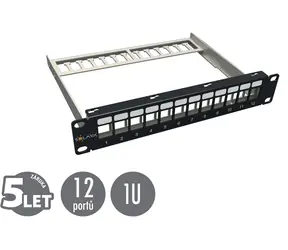 Solarix 10" schwarz / Patchpanel / 12 Ports / 1 HE / unbestückt / abgeschirmt