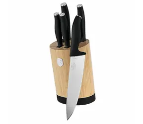 BERLINGERHAUS Messerset BAMBOO Matte Black Kollektion / Messerset mit Ständer / 6-teilig