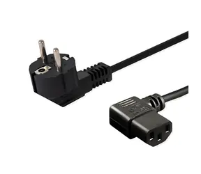 CL-115 Netzkabel Schuko - IEC C13 abgewinkelt / Netzkabel / CEE7/7 - IEC C13 / 1,2 m / schwarz