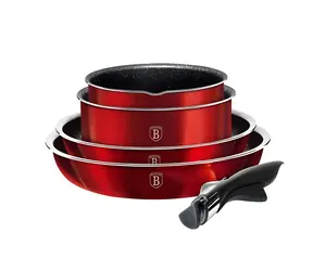 BERLINGERHAUS Burgundy Metallic Line / Kochgeschirr-Set / abnehmbarer Griff / 9-teilig