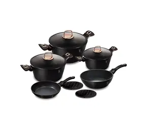BERLINGERHAUS Black Rose Kollektion Geschirrset mit Marmoroberfläche / Geschirrset / 10-teilig