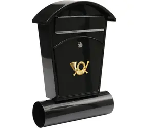 Vorel Briefkasten mit rundem Dach, schwarz / Briefkasten / Zeitungs- und Prospektfach / 480 x 280 x 80 mm
