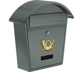 Vorel Rundbriefkasten 380x320x105mm grau / Briefkasten / Stahlblech 0,6mm / 2 Schlüssel