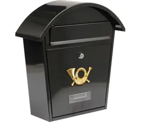 Vorel Rundbriefkasten 380x320x105mm schwarz / Briefkasten / Stahlblech 0,6mm / 2 Schlüssel