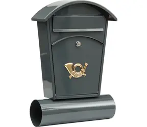 Vorel Briefkasten mit Runddach, grau / Briefkasten / Zeitungs- und Prospektfach / 480 x 280 x 80 mm