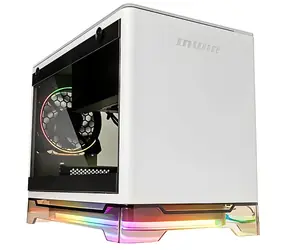 In Win A1 PLUS weiß / Computergehäuse / Mini-ITX / Gehärtetes Glas / 650W 80+ Gold Netzteil / ARGB / Qi 10W Laden