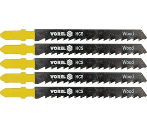 Vorel Stichsägeblatt 100 mm Zähne/Zoll 8 / Sägeblatt / Für Holz, Kunststoff und Spanplatten / 5 Stück
