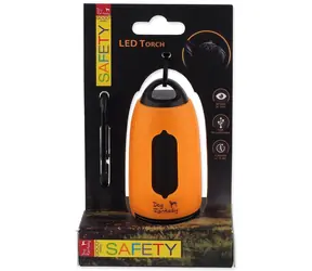 DOG FANTASY LED-USB-Taschenlampe mit Beutelspender, orange, Karabinerhaken, 3 Leuchtmodi