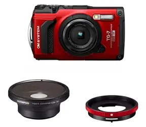 OM System TG-7 rot / Kamera / Kit mit Fisheye-Konverter FCON-T01