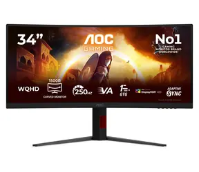 34" AOC CU34G4ZCA Schwarz / Monitor / Gebogenes VA-Display / WQHD / 250 Hz / 1 ms / HDR400