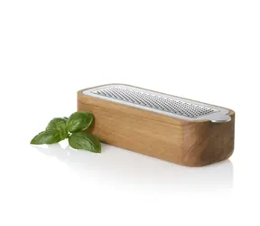 AdHoc Cut&Serve Reibe, Akazie/Edelstahl, rechteckig / Reibe / Klinge aus Edelstahl / 18 x 6,8 x 5 cm