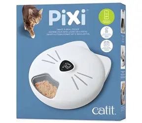 Catit Pixi SMART weiß / Automatischer Futterautomat / 6 Dosen pro Tag / WLAN / LCD-Display / 1,02 l