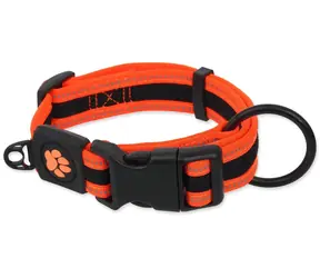 ACTIVE DOG Hundehalsband, flauschig, Größe M, orange, 2,5 x 33-48 cm / Nylonhalsband für Hunde / Reflektierende Elemente