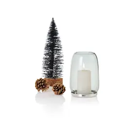 ADHOC Windlaterne YUNA / dunkles Glas, Edelstahl / Borosilikatglas /  10,5 cm / Höhe 16,5 cm