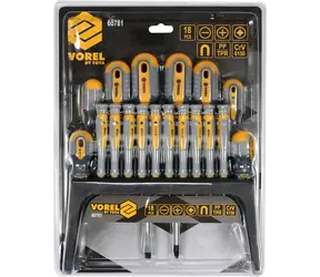 Vorel Schraubendreher-Set, 18-teilig / Schraubendreher-Set / Chrom-Vanadium-Stahl / Ergonomischer Griff / Schlitz, Kreuzschlitz, Torx