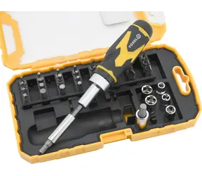 Vorel Ratschenschraubendreher mit 41-teiligem Zubehör / Schraubendreher / Chrom-Vanadium-Stahl / Magnetische Bits / Kunststoffkoffer