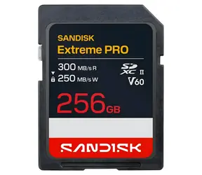 SanDisk Extreme PRO SDXC 256 GB / Speicherkarte / UHS-II / Lesen: 300 MB/s / Schreiben: 250 MB/s / geeignet für 8K