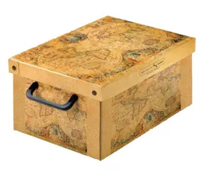 Lavatelli Aufbewahrungsbox M Marco Polo / Aufbewahrungsbox mit Deckel / abwaschbarer Karton / 42 x 32 x 21 cm