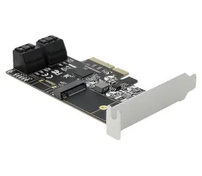 DeLock PCIe x4 Karte 4X SATA + 1x M.2 / Controller / JMicron JMB585 / Serial-ATA 600 / Hot-Swap / Low Profile