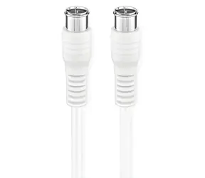 Nedis F Quick Kabel F(M)-F(M) vergoldet weiß / Kabel / 75 Ohm / 50 dB / doppelt geschirmt / 5 m