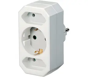 Brennenstuhl Steckdosenadapter 2+1 weiß / Steckdosenadapter / 2x Euro + 1x mit Schutzkontakt