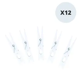 MSV Wäscheklammern, 12 Stück / weiß / Kunststoff / 8,5 cm