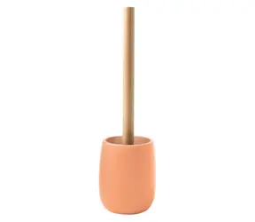 Spirella Sven , matt pfirsichfarben / Toilettenbürste / Behälter aus Polyresin / Griff aus Bambus