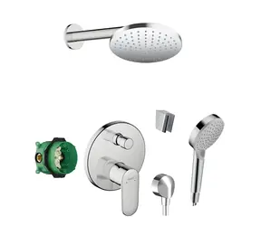 Hansgrohe Vernis Blend Chrom / Duschset mit Unterputzmischer / mit Duschkörper / Durchmesser 20 cm / 2 Strahlarten