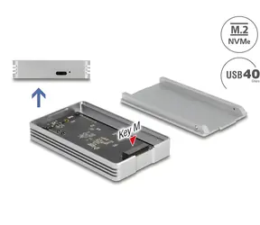 DeLock Externes Gehäuse M.2 NVMe SSD USB4 40 Gbit/s / Externes Gehäuse / M.2 NVMe PCIe SSD / Werkzeuglos