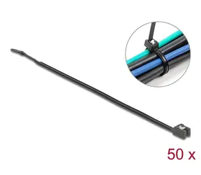 DeLock Kabelbinder 280 x 4,8 mm schwarz / Kabelbinder / Selbstschneidend / 50 Stück