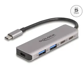 DeLock USB-Hub mit 2 Anschlüssen / USB-Hub / USB-C / 5 Gbit/s