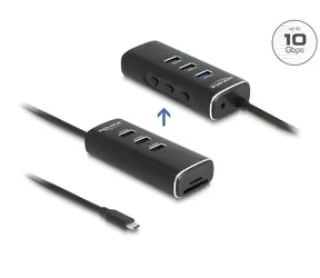 DeLock USB-Hub 10 Gbit/s mit USB-C-Anschluss / USB-Hub / 3 Ports / SD- und microSD-Kartenleser / 60 cm Kabel