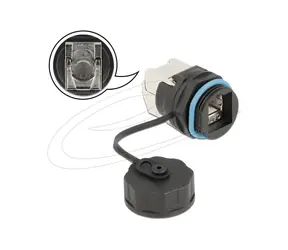DeLock RJ45-Stecker Cat.6A LSA blau / Stecker / wasserdicht / mit Schutzkappe