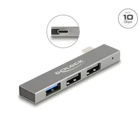 DeLock Slim USB-Hub USB-C / USB-Hub / 3 Anschlüsse / 1x USB-A 10 Gbit/s + 2x USB-A 2.0