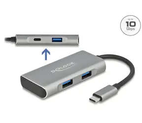 DeLock USB-C-Hub / USB-Hub / USB 3.2 Gen 2 / 3x USB-A + 1x USB-C