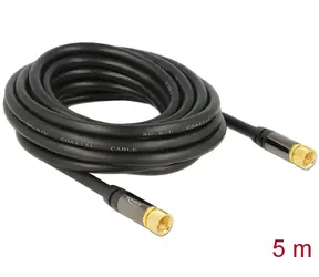 DeLock Antennenkabel F(M) - F(M) schwarz / Antennenkabel / RG-6/U / 5 m