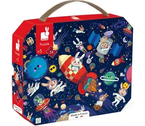 JANOD Puzzle im Koffer Rakete im Weltraum / 54 Teile / 50 x 40 cm