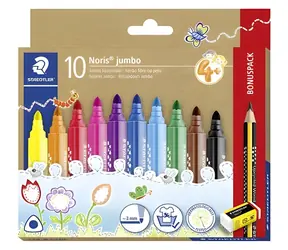 Staedtler Noris Jumbo 328 / Marker-Set / 10 Farben / 3 mm / Dreieckig / Auswaschbar
