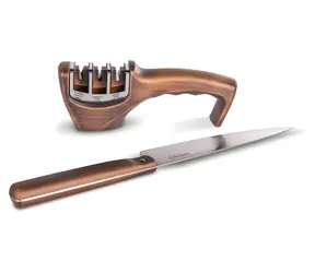 Lamart RETRO LT2156 / Messer- und Schärfset / 3-stufiger Schärfgerät / Messer mit 20 cm Klinge