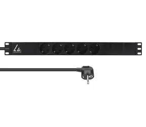 Lanview Rozvodný panel 19" 5x Schuko černý / Rozvodný panel / 1U / 16 A / 3 m