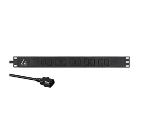 Lanview 19" PDU černá / Rozvodný panel / 10x C13 / 13 A / 1U / 2 m kabel