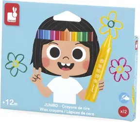 JANOD Dreieckige Buntstifte Colorino / 12 Stück / wiederverwendbare Box